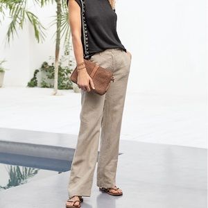 Garnet Hill tan linen pant